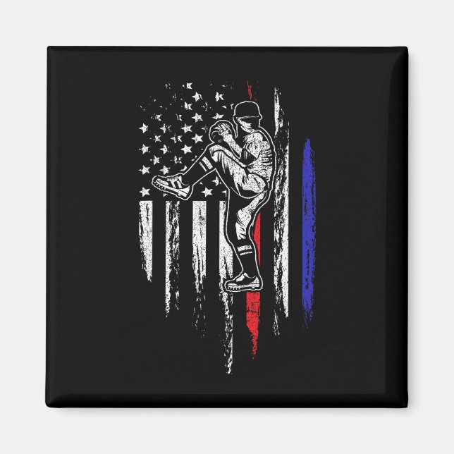 Baseball-Amerikanische-Flagge-Pitcher-USA-Pitching Magnet (Vorne)