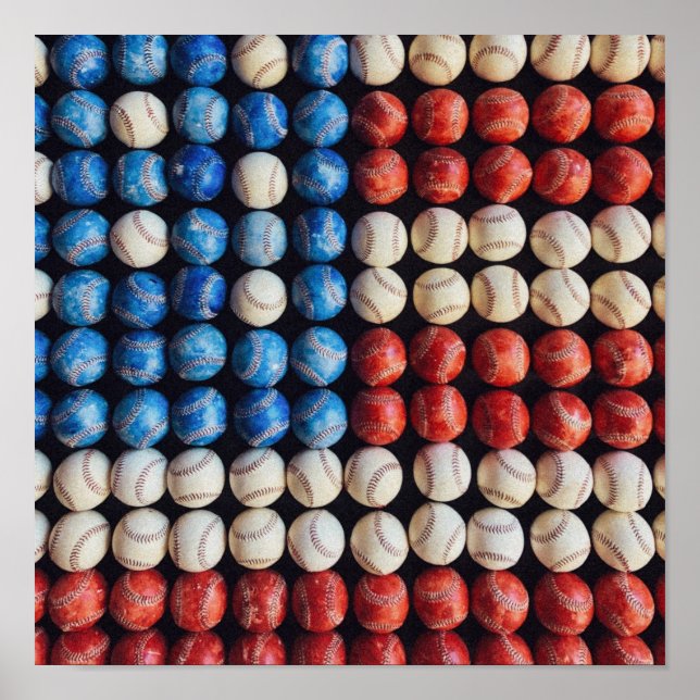 Baseball-Amerikanische Flagge Poster (Vorne)