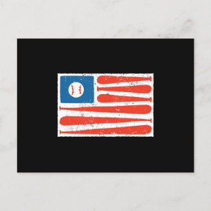 Baseball-Amerikanische Flagge Postkarte