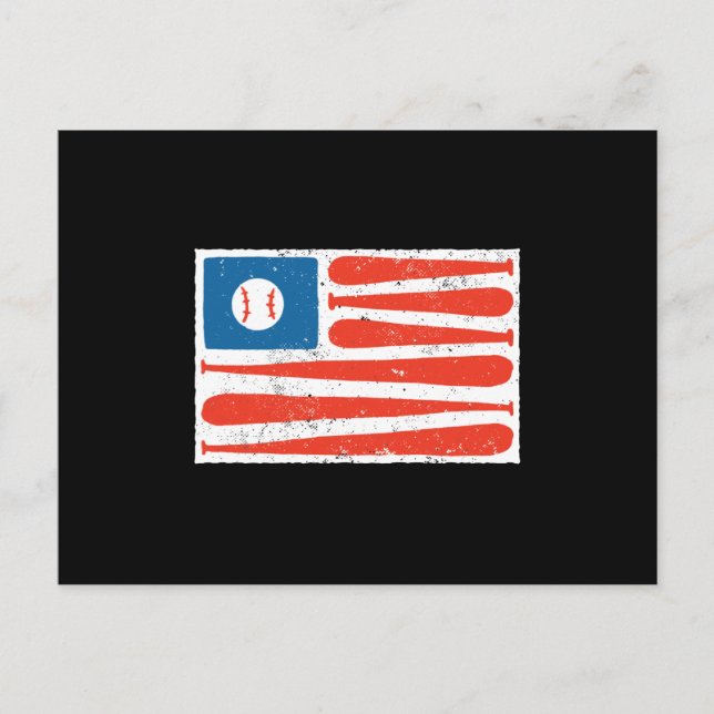 Baseball-Amerikanische Flagge Postkarte (Vorderseite)