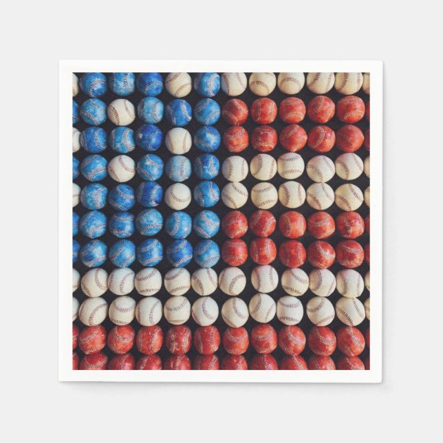 Baseball-Amerikanische Flagge Serviette (Vorderseite)
