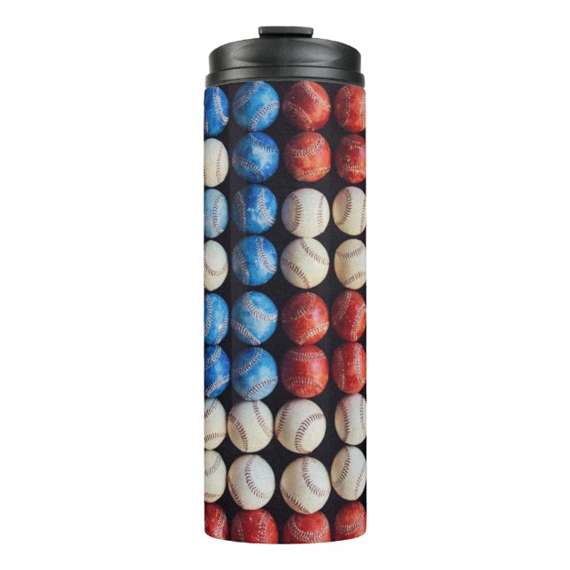 Baseball-Amerikanische Flagge Thermosbecher (Vorderseite)