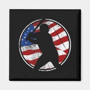 Baseball-Amerikanische Flagge - Vintages Baseball Magnet