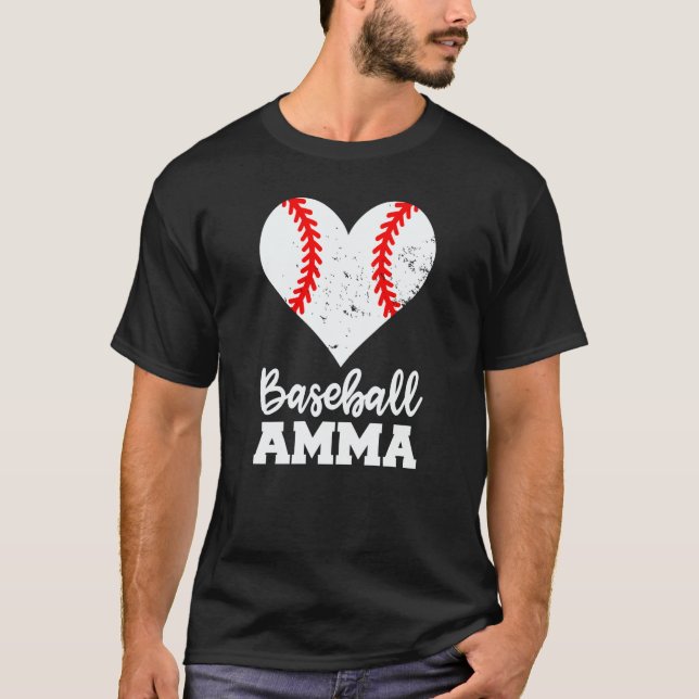 Baseball Amma Baseball Heart Grandma Amma T-Shirt (Vorderseite)