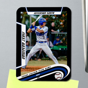 Baseball Andenken Lebendig Blau Schwarz Maßgeschne Magnet