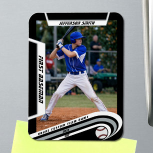 Baseball-Andenken Lebendig Silber Schwarz Benutzer Magnet