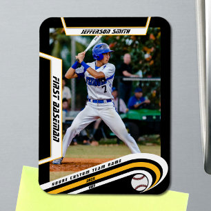 Baseball-Andenken Lebendiges Gelb Schwarz Maßgesch Magnet