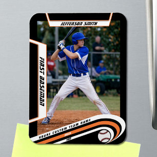 Baseball-Andenken Lebendiges Orange-Schwarz Maßges Magnet