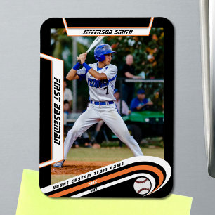 Baseball-Andenken Lebendiges Orange-Schwarz Maßges Magnet