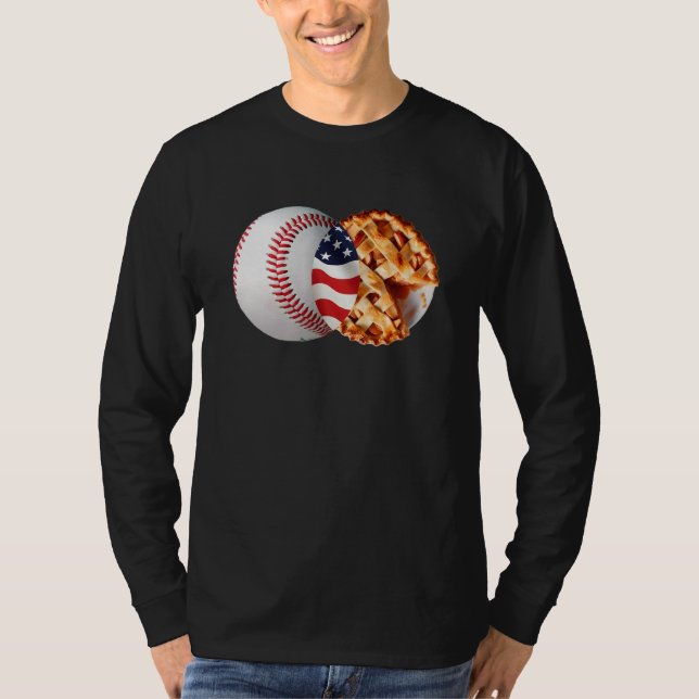 Baseball Apple Pie American Flag July 4th USA Men  T-Shirt (Vorderseite)