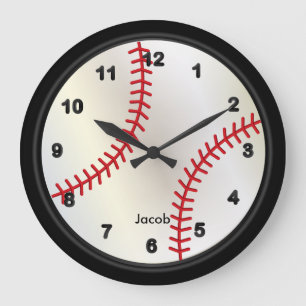 Baseball-Art Große Wanduhr