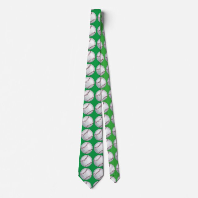 Baseball Art Pattern Green Krawatte (Vorderseite)