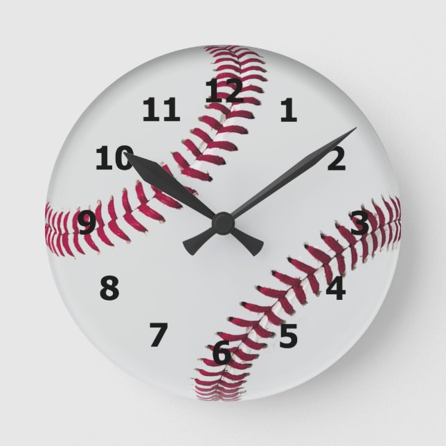 Baseball-Art-Uhr mit Zahlen Runde Wanduhr (Vorderseite)