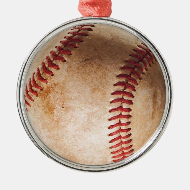 Baseball Artwork Silbernes Ornament (Vorne)