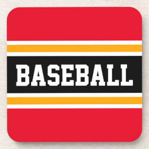 BASEBALL Athletic Red White Yellow Black Stripes Getränkeuntersetzer