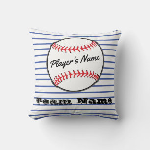 Baseball auf Blau gestreift Name Sport Jungen Zim Kissen