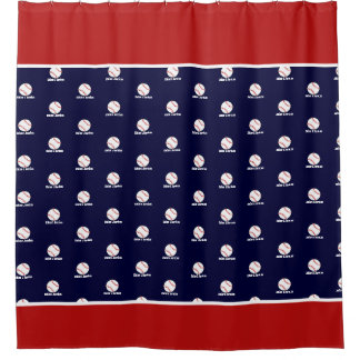 Baseball auf den Boys des Navy Blue Name Sports Ro Duschvorhang