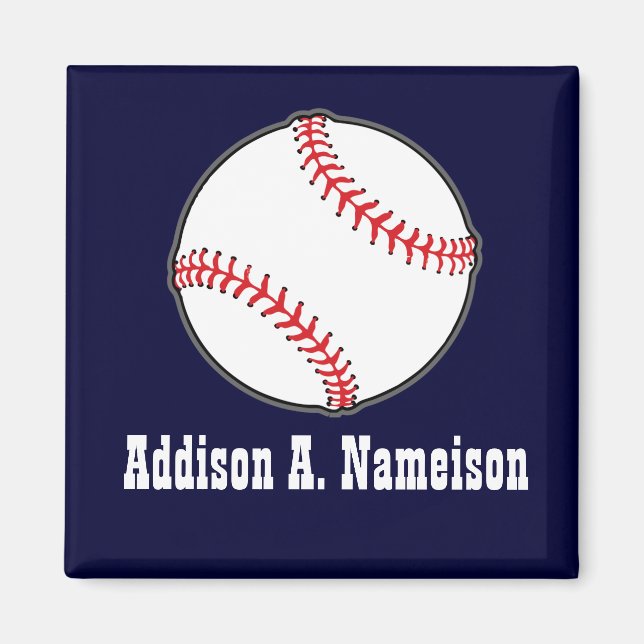 Baseball auf den Boys des Navy Blue Name Sports Ro Magnet (Vorne)