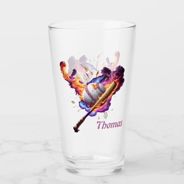 Baseball auf Feuer. Glas (Vorderseite)