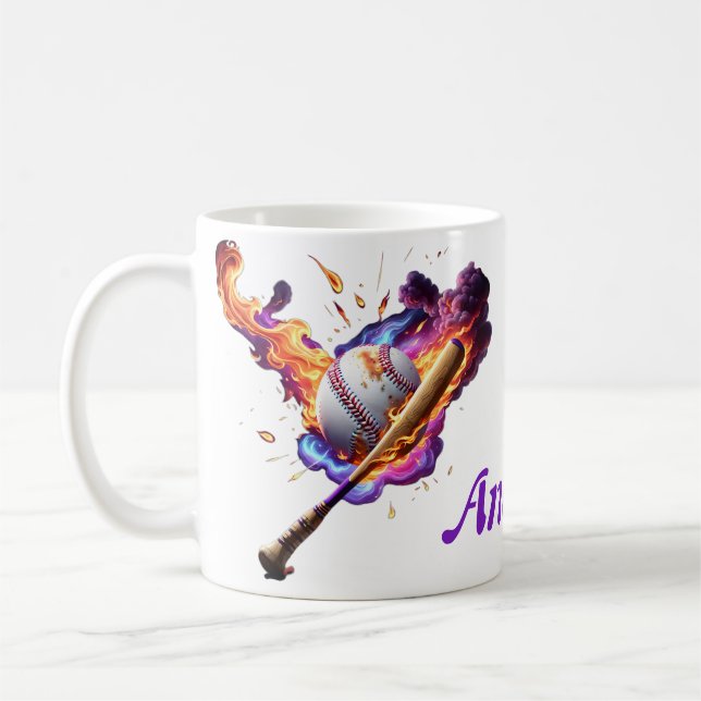 Baseball auf Feuer. Kaffeetasse (Links)