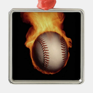 Baseball auf Feuerverzierung Ornament Aus Metall