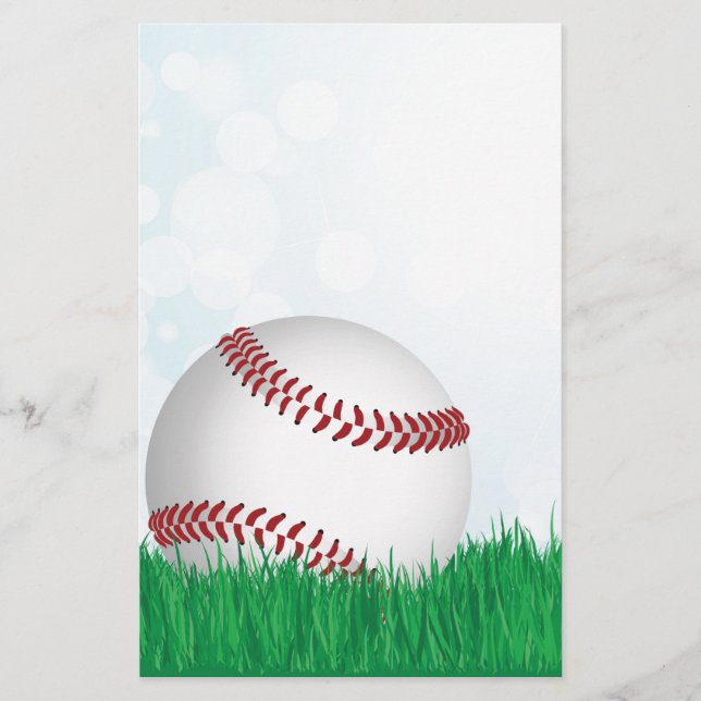 Baseball auf Gras Briefpapier (Vorderseite)