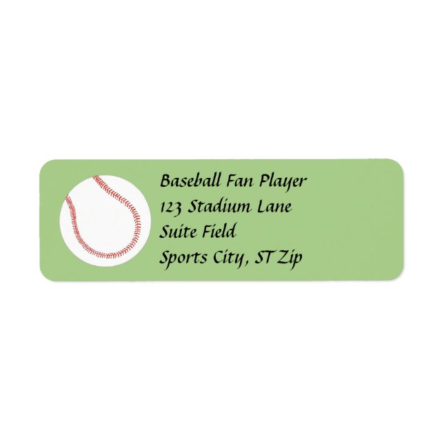 Baseball auf Green Address Labels (Vorne)