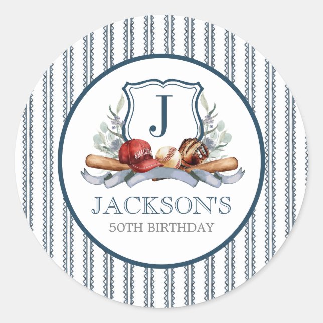 Baseball-Aufkleber, Baseball-Gastgeschenk Runder Aufkleber (Vorderseite)