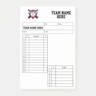 Baseball-Aufstellungskarten Post-it Klebezettel