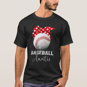 Baseball Auntie Vintag Messy Bun Ball Mütter Da T-Shirt