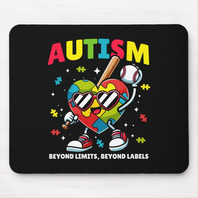 Baseball Autismus Bewusstsein Farbenfrohe Puzzle H Mousepad (Vorne)