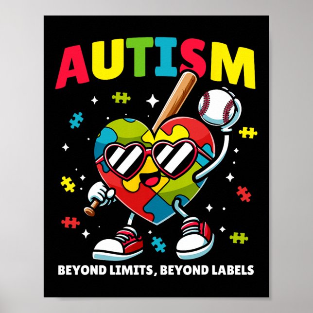 Baseball Autismus Bewusstsein Farbenfrohe Puzzle H Poster (Vorne)
