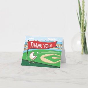 Baseball Baby Carriage Thank You Card Dankeskarte