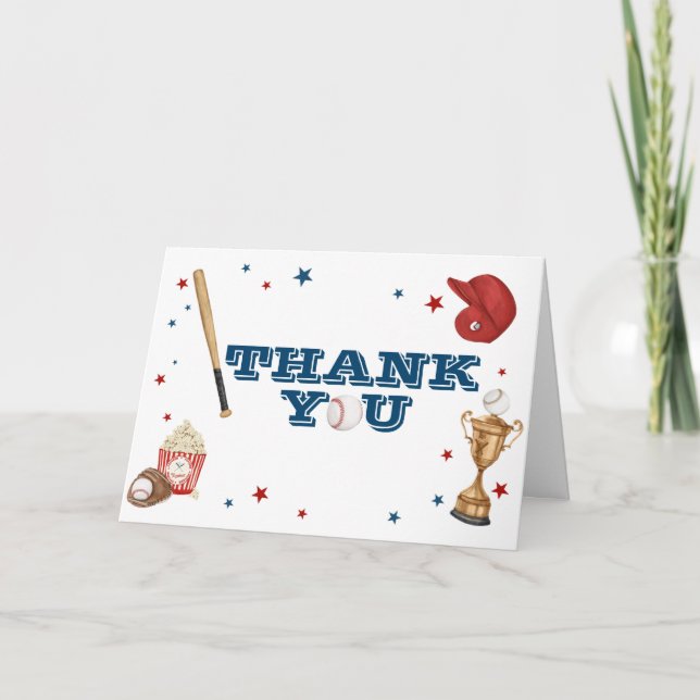 Baseball Baby-Dusche Dankeskarte (Vorderseite)