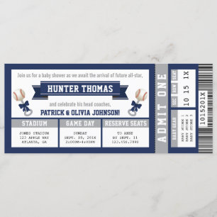 Baseball-Baby-Dusche Einladung, blau, grau Einladung