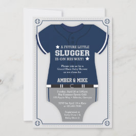 Baseball-Baby-Dusche Einladung, blau, grau Einladung