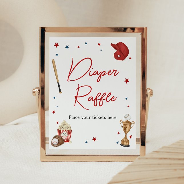 Baseball Baby Dusche Windeln Raffle Poster (Oh Boy Little Slugger Baby Shower Diaper Raffle Sign)
