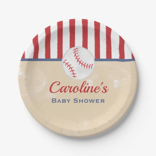 Baseball Baby-Duschpapierplatte Pappteller (Vorderseite)