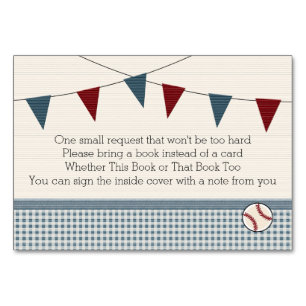 BASEBALL BABY SHOWER BOOK REQEUST CARD TISCHNUMMER