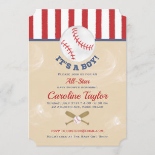 Baseball Baby Shower Einladung Ticket Style