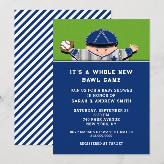Baseball Baby Shower Einladungen (Vorne/Hinten)
