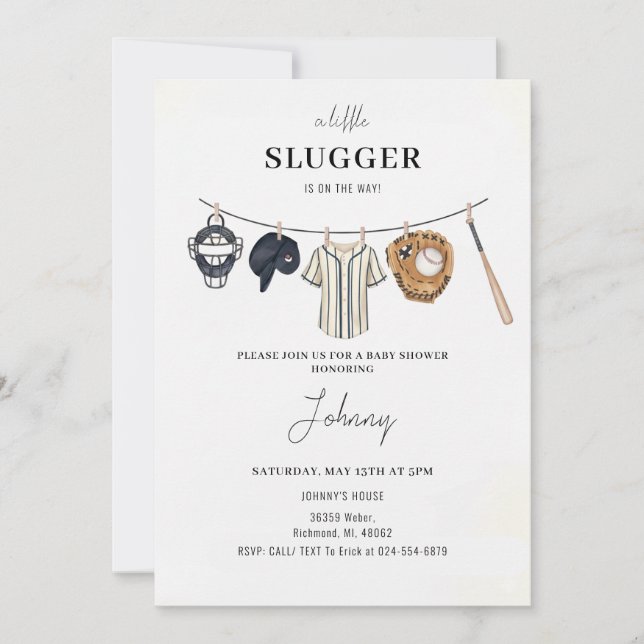 Baseball Baby Shower Invitation Einladung (Vorderseite)