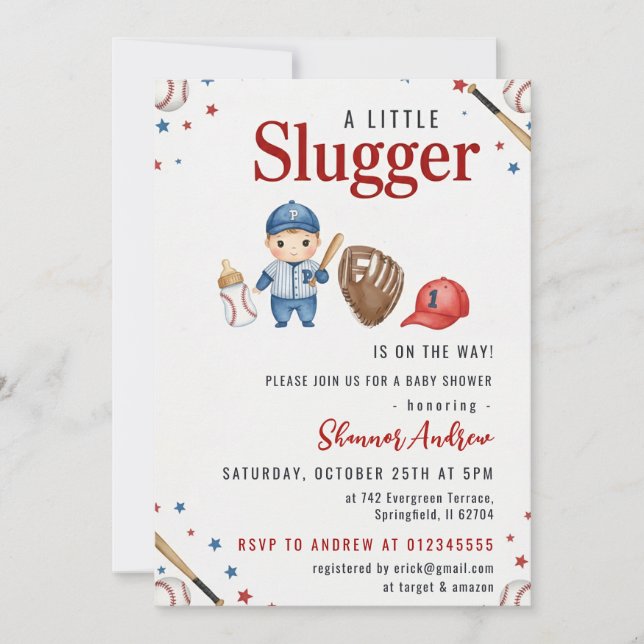 Baseball Baby Shower Invitation Einladung (Vorderseite)