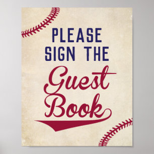 Baseball Baby Shower Unterschreiben des Gästebuchs Poster