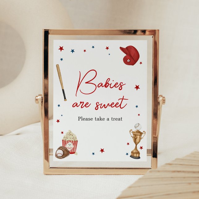 Baseball Babydusche sind süß Poster (Oh Boy Little Slugger Baby Shower Babies are Sweet Sign)