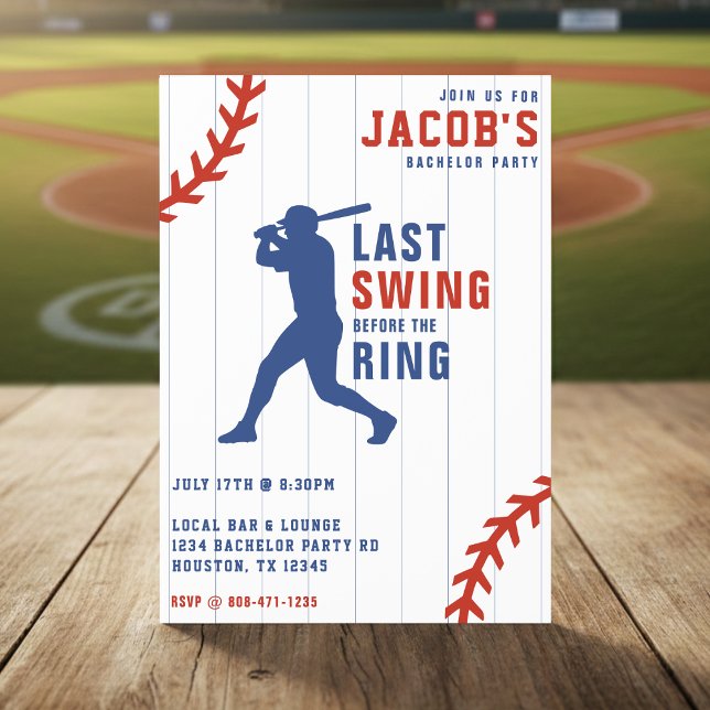 Baseball Bachelor Party Last Swing Before the Ring Einladung (Von Creator hochgeladen)