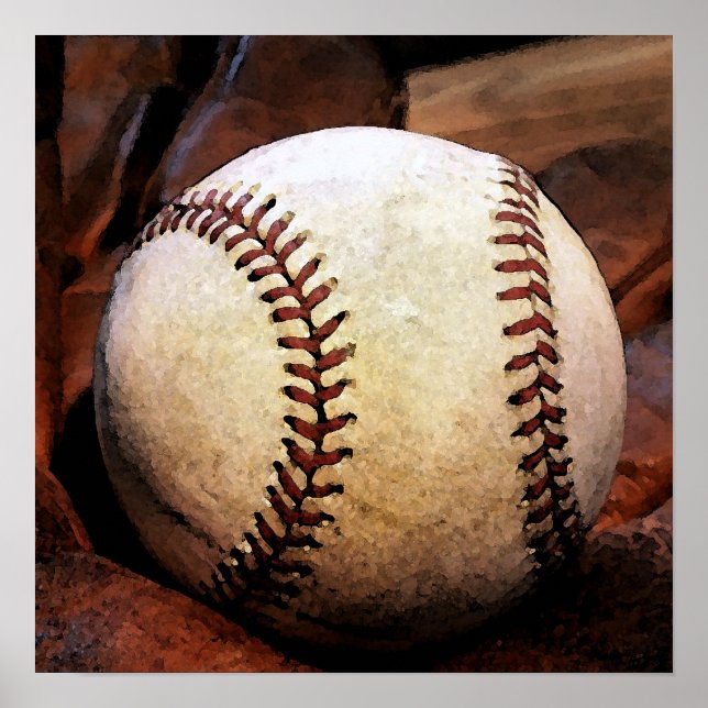 Baseball Ball Artwork Poster - Square Poster (Vorne)