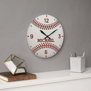 Baseball-Ball-Monogramm-Acrylwand-Uhr Große Wanduhr