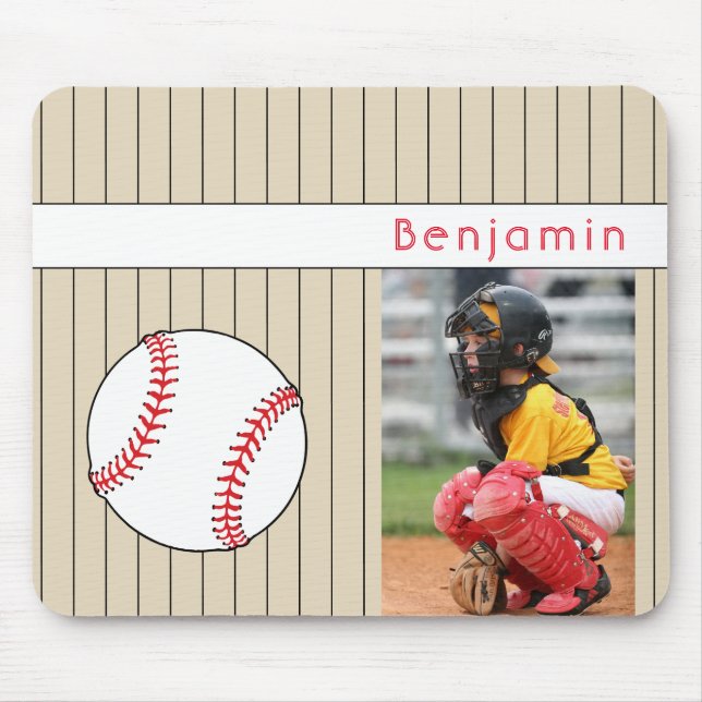 Baseball Ball Name und Foto Sports Mousepad (Vorne)