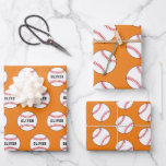 Baseball Ball Orange Muster Kids Name Birthday Geschenkpapier Set<br><div class="desc">Baseball Ball Orange Muster Kids Name Geburtstag Wrapping Paper Sheets. Personalisieren Sie Ihren Namen oder löschen Sie den Text.</div>